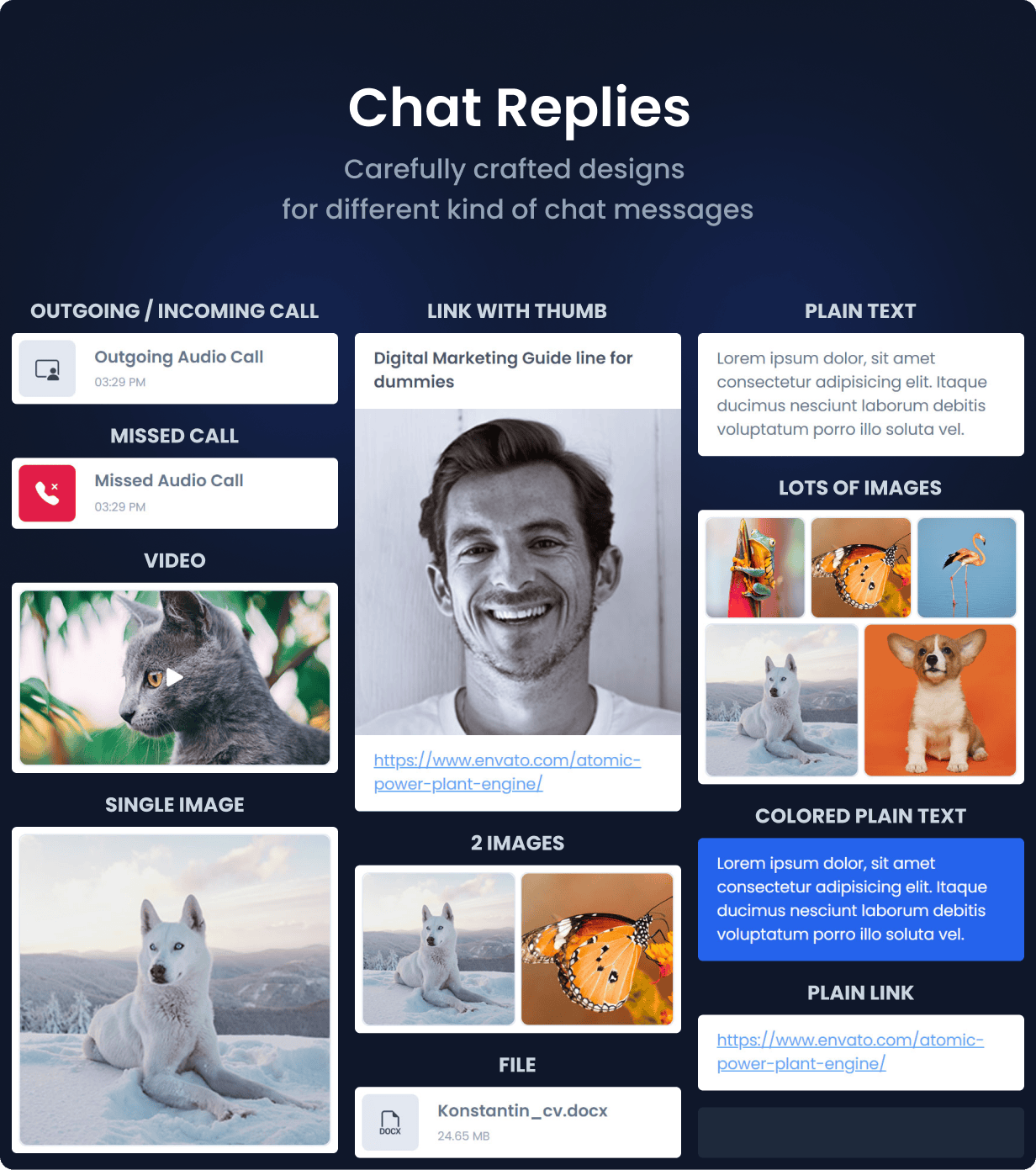 Pre-built and Ready to use chat reply elements