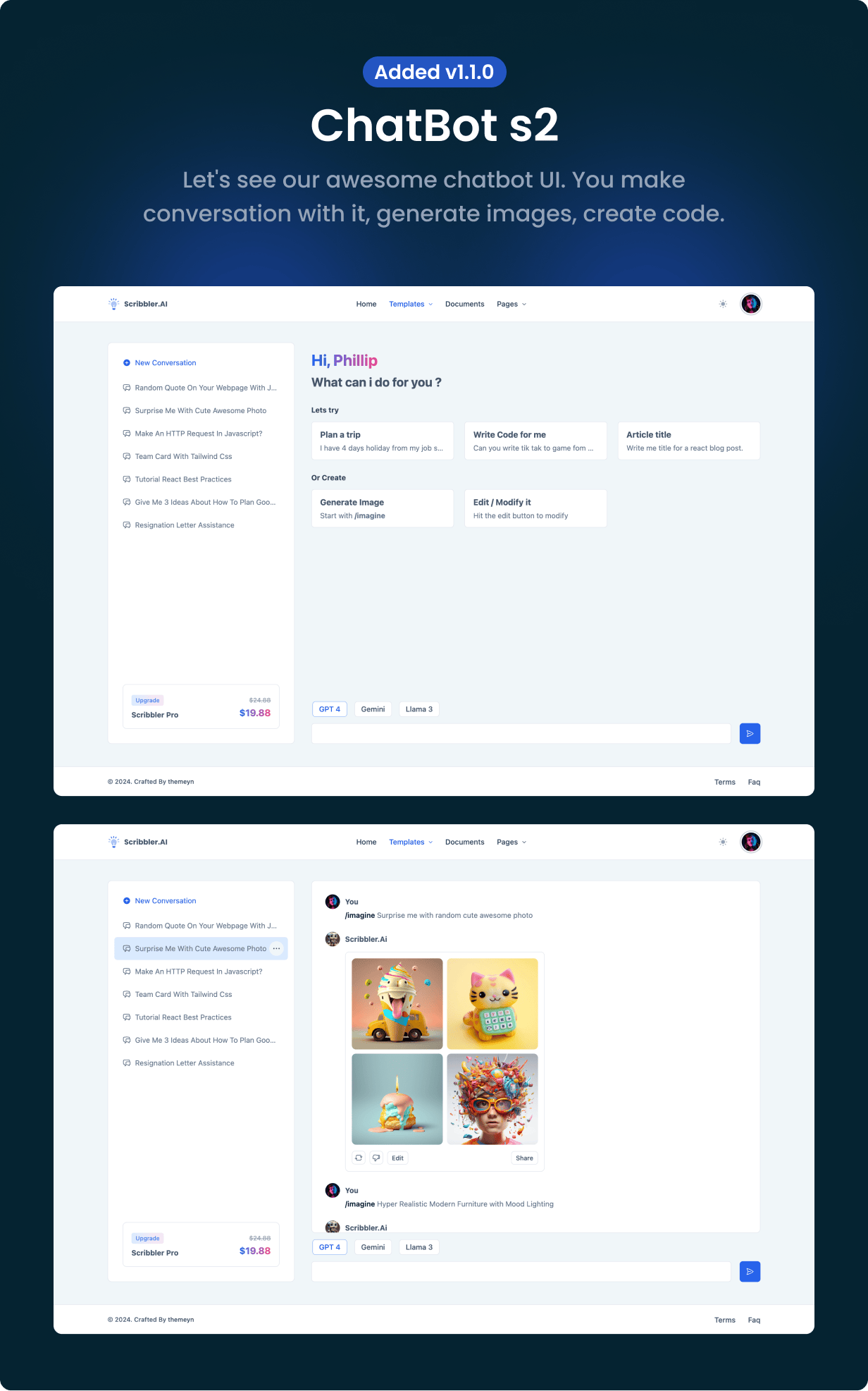 Scribbler.AI - AI Content Generator Dashboard and User App HTML Template