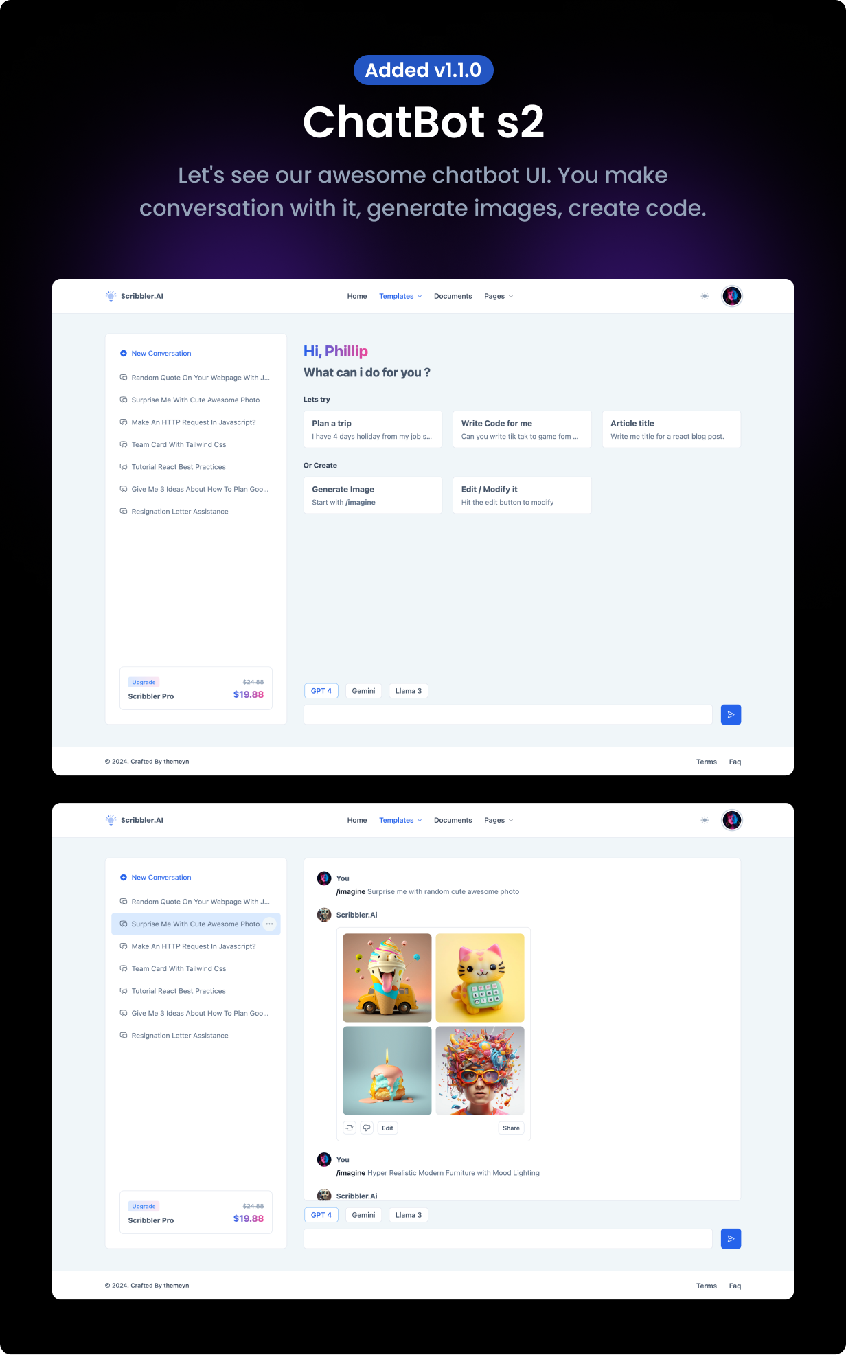 Scribbler.AI - AI Content Generator Dashboard and User App Vue JS Template